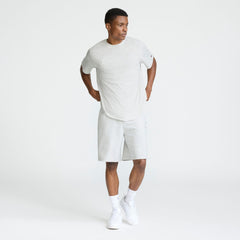 Champion Classic Graphic T-Shirt, Tonal Script Logo - Platinum Silver Heather