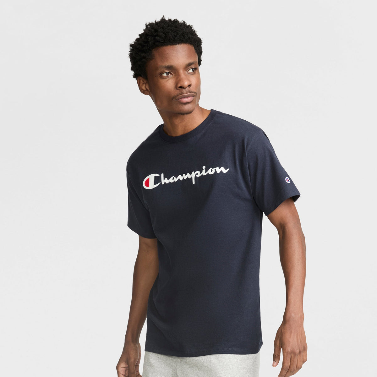 Champion Classic Graphic T-Shirt, Script Logo - Deep Navy