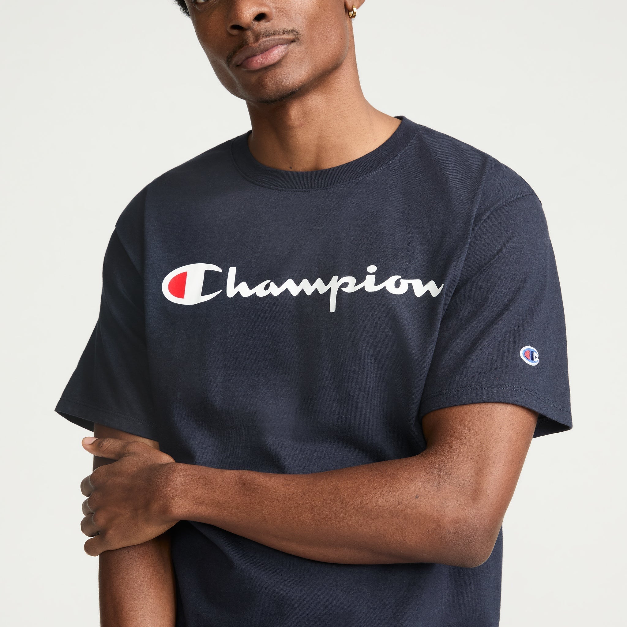 Champion Classic Graphic T-Shirt, Script Logo - Deep Navy