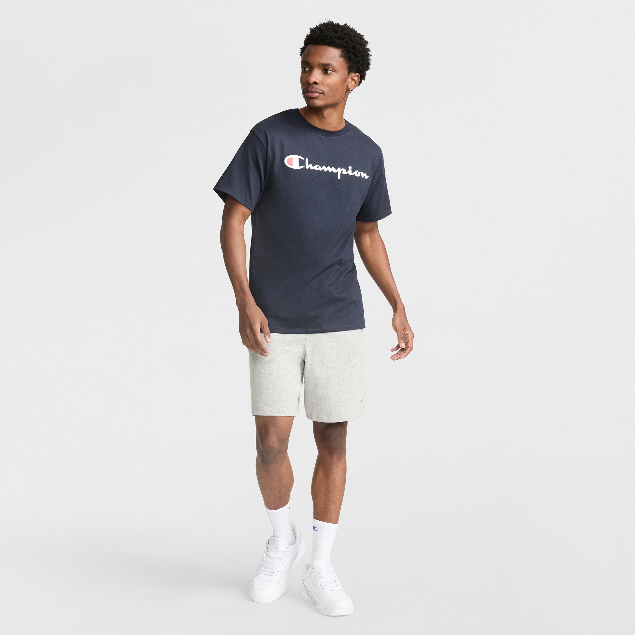 Champion Classic Graphic T-Shirt, Script Logo - Deep Navy