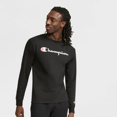 Champion Classic Graphic Long-Sleeve T-Shirt, Script Logo - Black