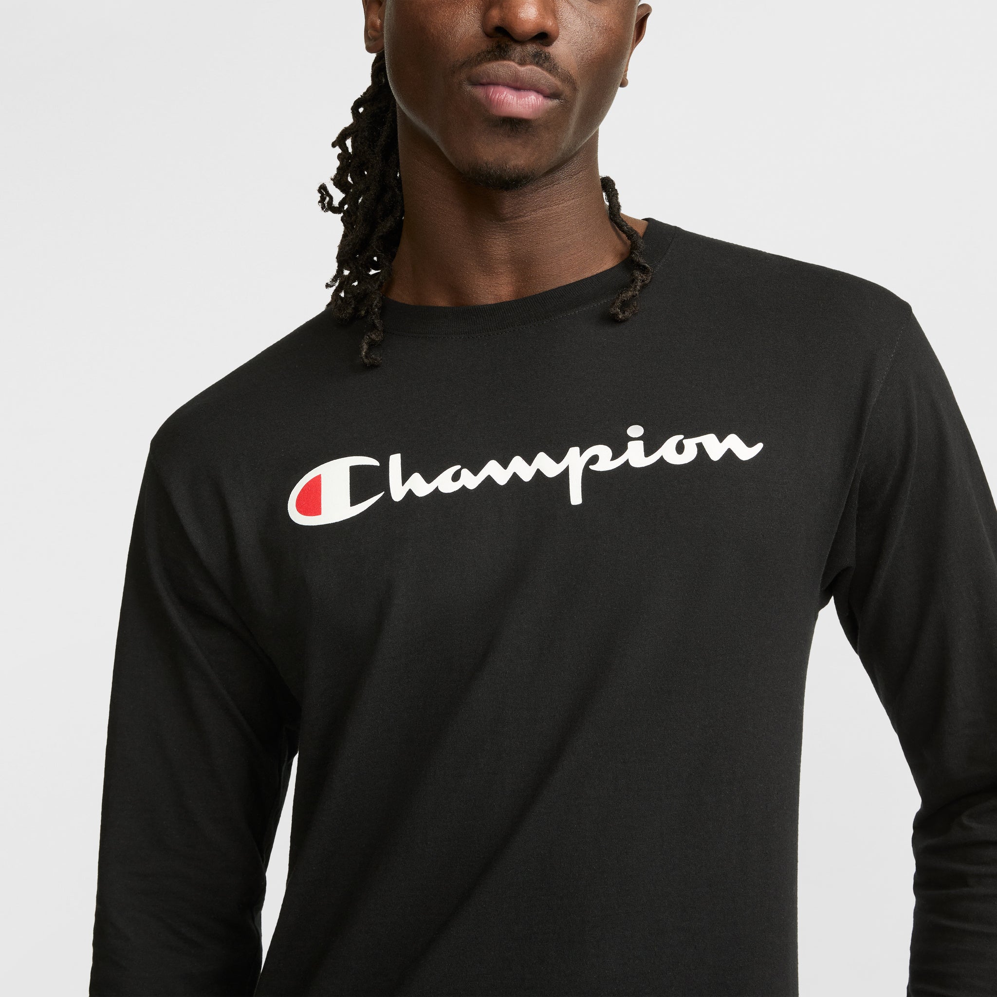 Champion Classic Graphic Long-Sleeve T-Shirt, Script Logo - Black