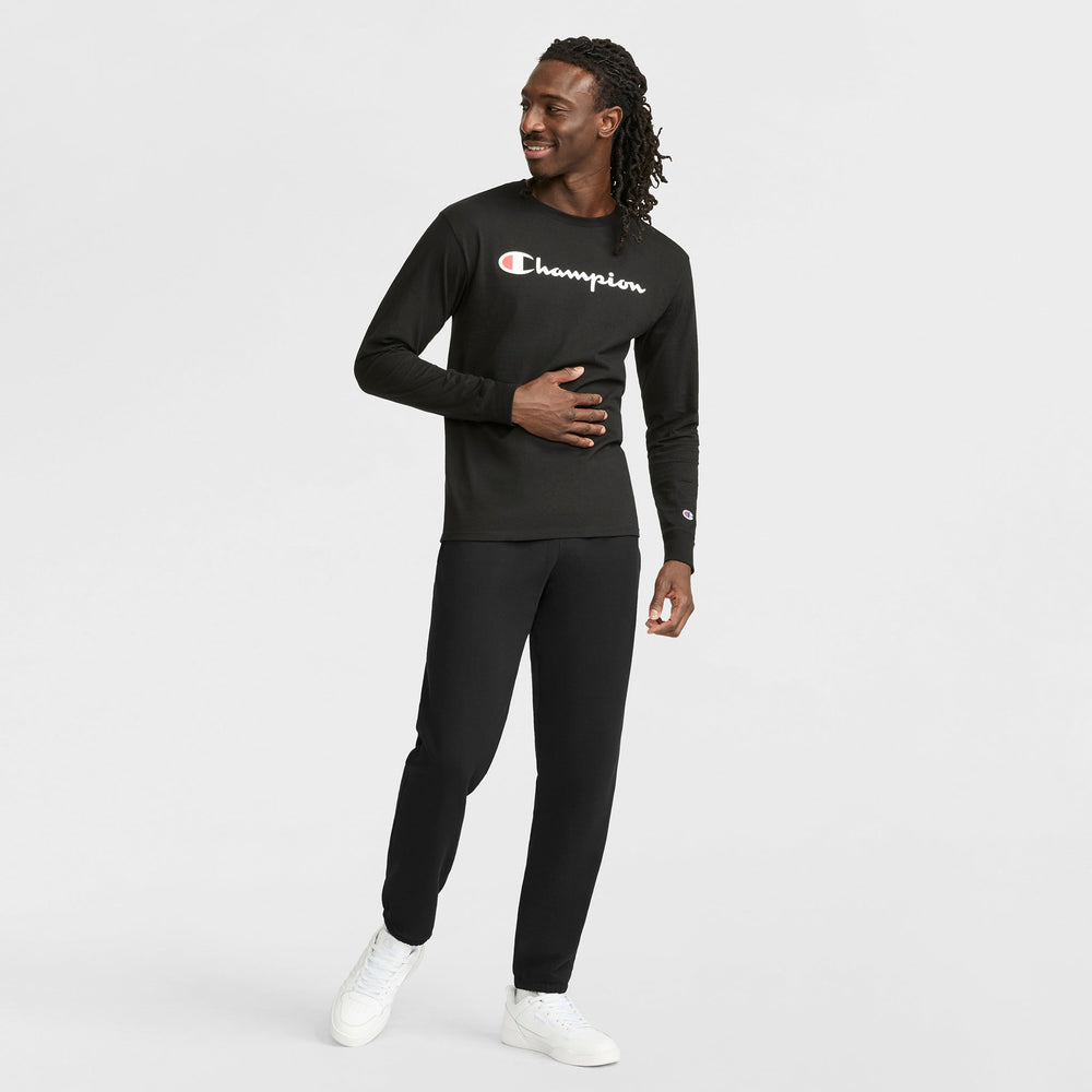 Champion Classic Graphic Long-Sleeve T-Shirt, Script Logo - Black