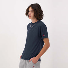 Champion Classic Graphic T-Shirt, Tonal Script Logo - Deep Navy