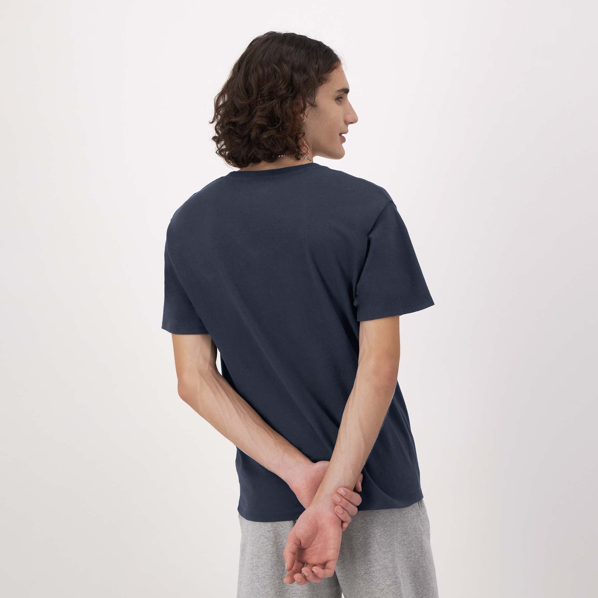 Champion Classic Graphic T-Shirt, Tonal Script Logo - Deep Navy
