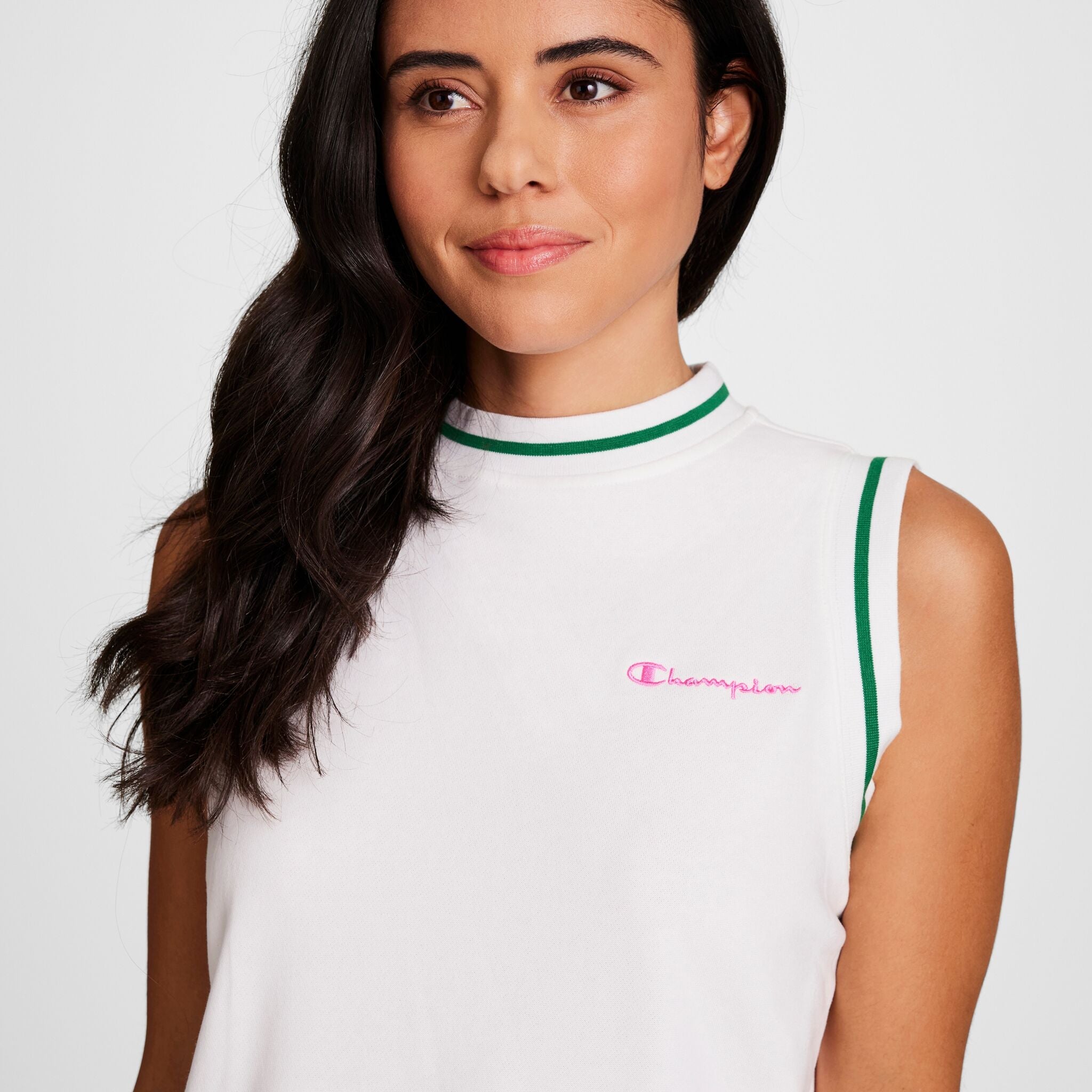 Champion Country Club Sleeveless Top, Embroidered Script Logo - Bright White