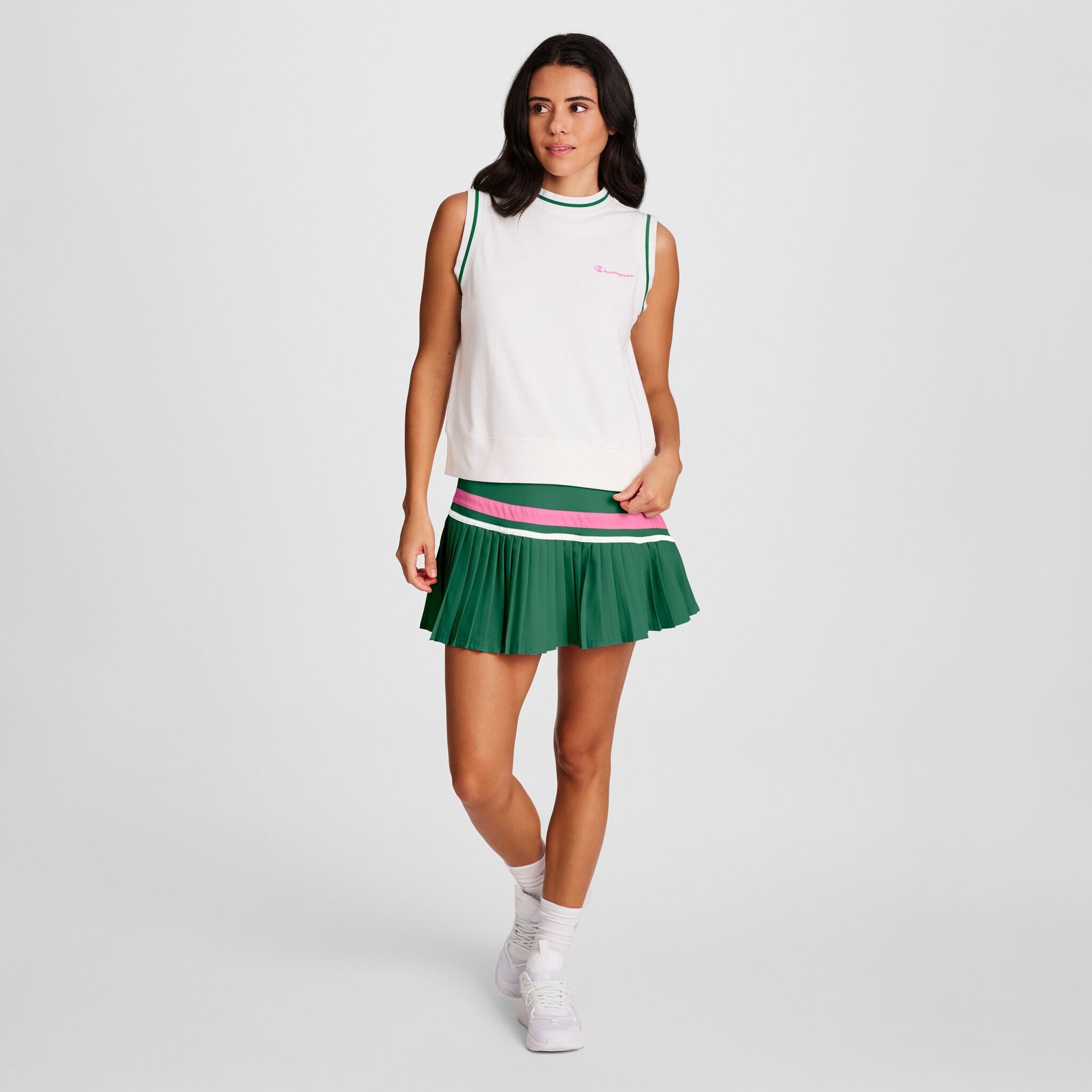 Champion Country Club Sleeveless Top, Embroidered Script Logo - Bright White