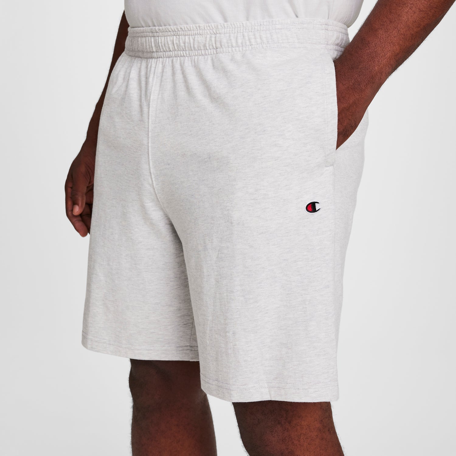 Champion 9" Lightweight Lounge Shorts, C Patch Logo - Big & Tall - Platinum Silver Heather