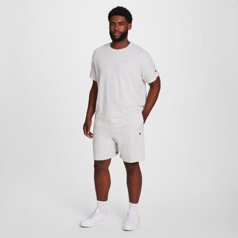 Champion 9" Lightweight Lounge Shorts, C Patch Logo - Big & Tall - Platinum Silver Heather