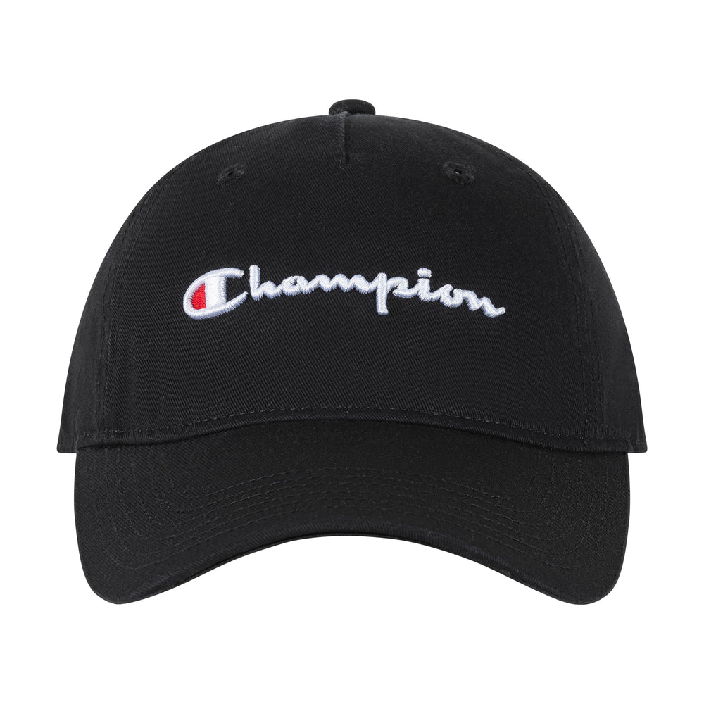 Champion Script Embroidery Adjustable Cap - Black