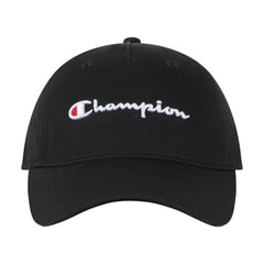 Champion Script Embroidery Adjustable Cap - Black