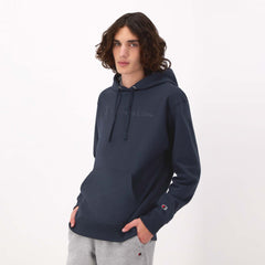 Champion Powerblend Hoodie, Tonal Script Logo - Deep Navy